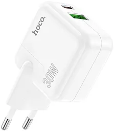 Сетевое зарядное устройство Hoco C111A 30W PD/QC3.0 Lucky dual-port charger set USB-A-C + USB-C-Lightning Cable White - миниатюра 7
