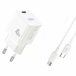 Мережевий зарядний пристрій XO CE09 45w 3a QC/PD + USB-C to USB-C cable white