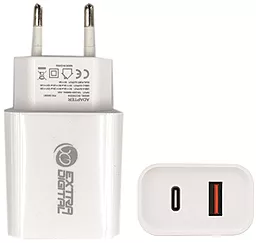 Мережевий зарядний пристрій PowerPlant 20w PD USB-C/USB-A ports charger white (SC230204)