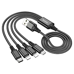 Кабель USB Hoco X76 Super 4-in-1 USB Type-C/Lightning/Lightning/micro USB Cable Black - миниатюра 2