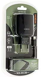 Сетевое зарядное устройство с быстрой зарядкой MOXOM MX-HC30 Auto-ID 2USB 2.4A + Lightning Cable Black - миниатюра 3