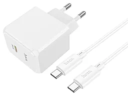 Сетевое зарядное устройство Hoco CS13A 20w PD USB-C + USB-C to USB-C cable home charger white - миниатюра 3