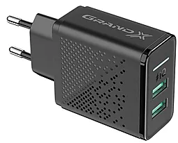 Сетевое зарядное устройство с быстрой зарядкой Grand-X 15.5w QC3.0 2xUSB-A ports home charger black (CH-60) - миниатюра 4