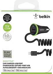 Автомобильное зарядное устройство Belkin BOOST UP Car Charger + Lightning Cable 3.4A Black (F8J154bt04-BLK) - миниатюра 2