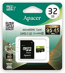 Карта памяти Apacer microSDHC 32GB Class 10 UHS-I U3 + SD-адаптер (AP32GMCSH10U3-R) - миниатюра 3