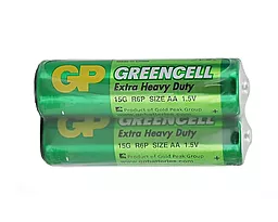 Батарейки GP AA (R6) Greencell Carbon-Zinc (15G-2S2) SHRINK 2шт