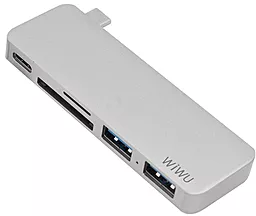 Мультипортовый USB Type-C хаб WIWU Dock T6 USB-C/SD/2xUSB3.0 Silver