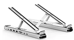 Мультипортовый USB Type-C хаб Choetech 7-in-1 подставка для ноутбука silver (HUB-M43-SL) - миниатюра 2
