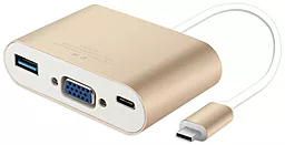 Мультипортовый USB Type-C хаб Baseus Sharp Series USB-C -> VGA/USB 2.0/USB Type-C Luxury Gold (CAAPMCBK-HVA0V)