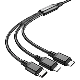 Кабель USB Hoco X76 Super 3-in-1 USB Type-C/Lightning/micro USB Cable Black - миниатюра 5