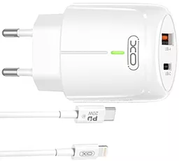Сетевое зарядное устройство XO L114 20W 3A PD/QC3.0 USB-A-C + Lightning cable White - миниатюра 4
