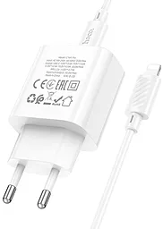 Сетевое зарядное устройство Hoco C76A Pro 30w PD/QC USB-C + USB-C/Lightning cable white - миниатюра 2