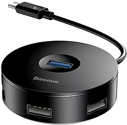 USB хаб Baseus Round Box Hub USB-C ->1xUSB 3.0, 3xUSB 2.0 Black (CAHUB-G01)