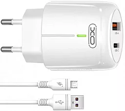 Сетевое зарядное устройство XO L114 20W 3A PD/QC3.0 USB-A-C + micro USB cable White - миниатюра 3