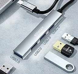 USB Type-C хаб Essager Fengyang 4-in-1 gray (EHBC04-FY10-P) - миниатюра 3