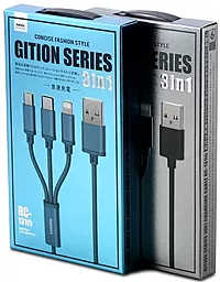 Кабель USB Remax Gition 3-in-1 USB Type-C/Lightning/micro USB Cable Blue (RC-131th) - миниатюра 4