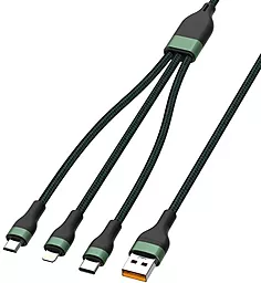 Кабель USB Foneng X78 66w 3.1a 1.2m 3-in-1 USB to USB Type-C/microUSB/Lightning cable black (X78-CA-3-TIO) - миниатюра 2