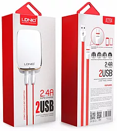 Мережевий зарядний пристрій LDNio A2204 з кабелем Lightning White (DL-A2204) - мініатюра 6