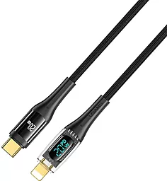 Кабель USB PD Usams Transparent Digital Display SJ588 20W 1.2M USB Type-C - Lightning Cable Black - миниатюра 2