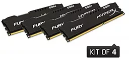 Оперативная память Kingston DDR4 32GB (4x8GB) 2400 MHz Fury Black (HX424C15FBK4/32) - миниатюра 2