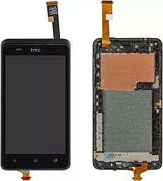 Дисплей HTC Desire 400, One SU (T528w) з тачскріном і рамкою, Black