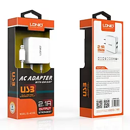 Сетевое зарядное устройство LDNio Dual home charger + Micro USB Cable 2.1A White (DL-AC200) - миниатюра 3