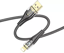 Кабель USB Hoco U121 Gold standard Transparent Discovery Edition 12w 2.4a Lightning cable black - миниатюра 2