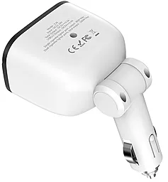 Автомобильное зарядное устройство с разветвителем прикуривателя Hoco Z28 Power Ocean 2 USB + 2 Cigarette Lighter Ports + Digital Display White - миниатюра 4
