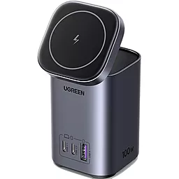 Док-станція зарядний пристрій Ugreen CD342 100w 2-in-1 2xUSB-C/USB-A ports + wireless charger space grey (15076)