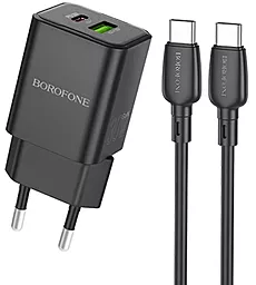 Мережевий зарядний пристрій Borofone BN14 30w PD/C3.0 USB-C/USB-A ports +USB-C-C cable home charger black
