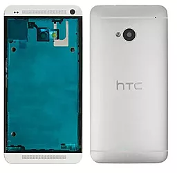 Задняя крышка корпуса HTC One M7 801e со стеклом камеры Original Silver