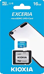 Карта памяти Kioxia microSDHC 16GB Exceria Class 10 UHS-I U1 + SD-адаптер (LMEX1L016GG2)