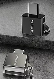 OTG-переходник Yesido GS08 M-F USB Type-C -> USB-A 2.0 Black - миниатюра 3