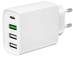 Сетевое зарядное устройство XO L120 20w PD/QC3.0 3xUSB-A/USB-C ports home charger white - миниатюра 5