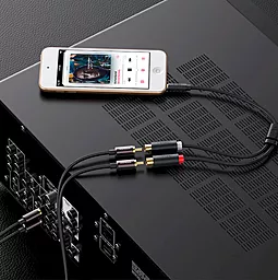 Аудио кабель Ugreen AV109 Aux mini Jack 3.5 mm - 2хRCA M/M cable 0.25 м gray (10547) - миниатюра 8
