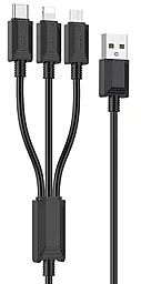 Кабель USB Hoco X74 3-in-1 USB Type-C/Lightning/micro USB Cable Black