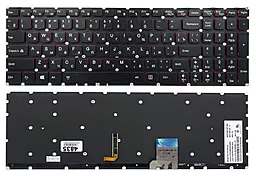 Клавиатура для ноутбука Lenovo IdeaPad Y50-70 Y50-70A Y50-80 Y70-70 без рамки Прямой Enter подсветка RED (25213182) Original  черная
