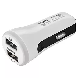 Автомобільний зарядний пристрій Baseus 2USB Car charger 2.1A White (Tiny) - мініатюра 6
