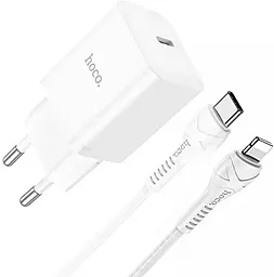 Сетевое зарядное устройство Hoco N27 Innovative 20W PD USB-C + USB-C - Lightning Cable White - миниатюра 2