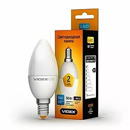 Світлодіодна лампа (LED) Videx LED C37e 5W E14 4100K 220V (VL-C37e-05144) - мініатюра 2