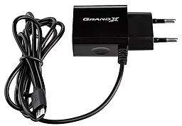 Сетевое зарядное устройство Grand-X 2.1a 2xUSB-A ports home charger + micro USB cable black (CH-35B) - миниатюра 3