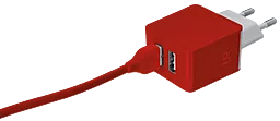 Мережевий зарядний пристрій Trust Urban Revolt Dual Smart Wall Charger (1A/1A) Red - мініатюра 5