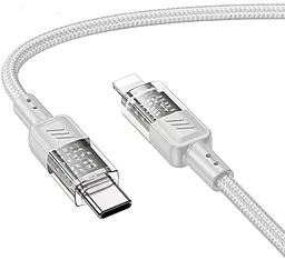 Кабель USB PD Hoco U129 Spirit transparent charging 27w 3a 1.2m USB Type-C - Lightning cable gray - миниатюра 2