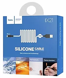 Кабель USB Hoco X21 Silicone micro USB Cable Black/White - миниатюра 4