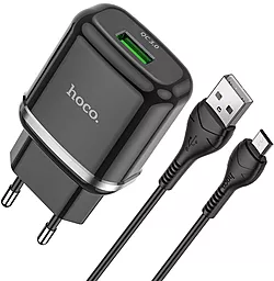 Сетевое зарядное устройство с быстрой зарядкой Hoco N3 Vigour 3A 18W + Micro USB Cable Black - миниатюра 2