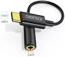 Аудио-переходник Choetech M-F USB Type-C - 3.5mm Black (CDLA) - миниатюра 3