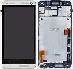 Дисплей HTC One M7 802 (802w) с тачскрином и рамкой, White