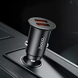 Автомобильное зарядное устройство с быстрой зарядкой Hoco NZ1 Developer 2USB 36W QC3.0 Black - миниатюра 3