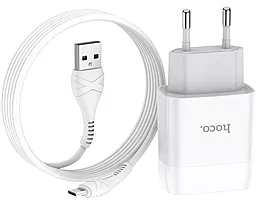 Сетевое зарядное устройство Hoco C73A Glorious 2USB + micro USB Cable White - миниатюра 3