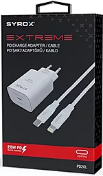 Мережевий зарядний пристрій Syrox 20W 3A USB-C + USB-C - Lightning Cable White (PD20L) - мініатюра 4